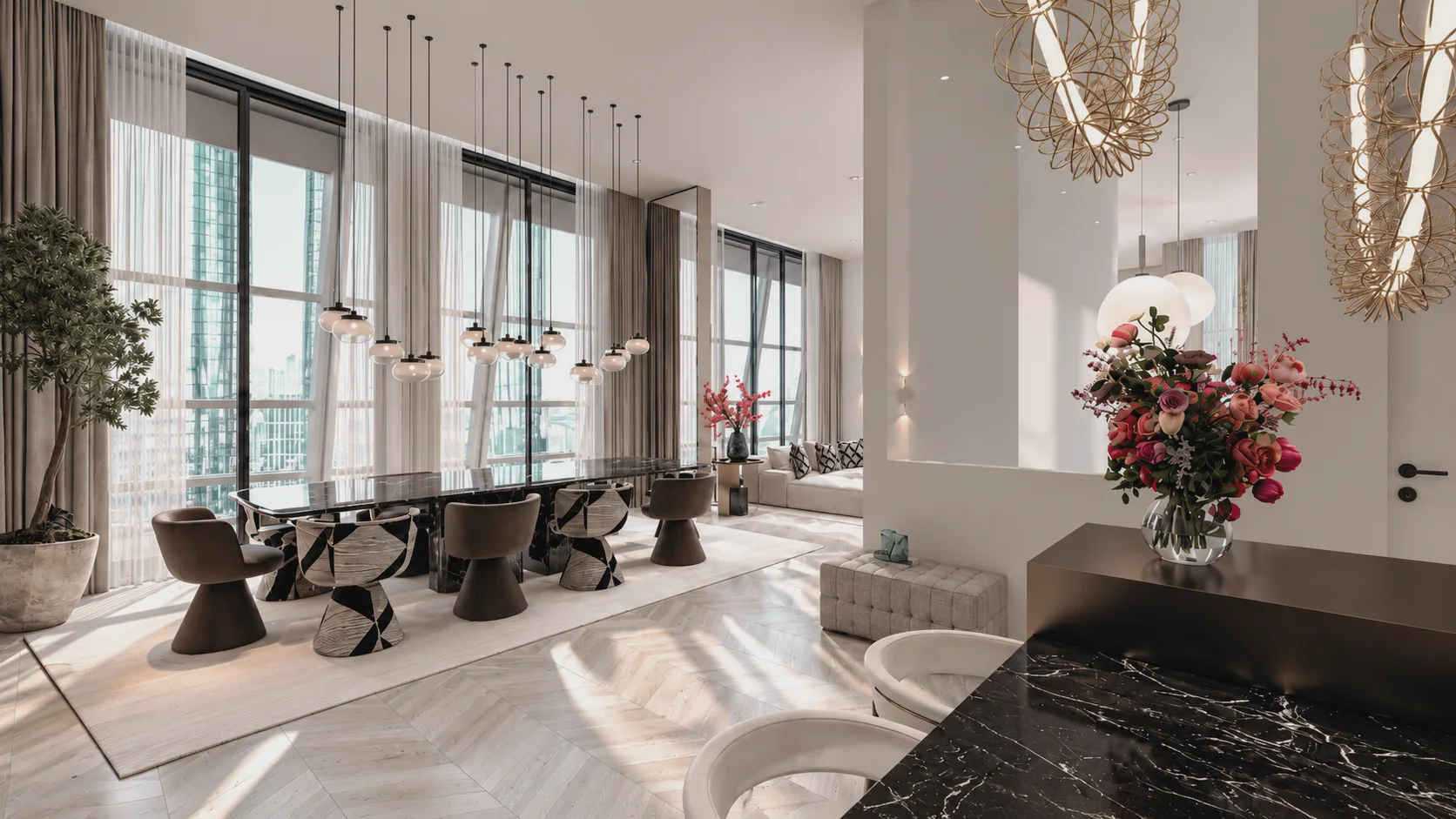 Visualisierung Essbereich mit Weitblick – Interior Design Good Design Wien