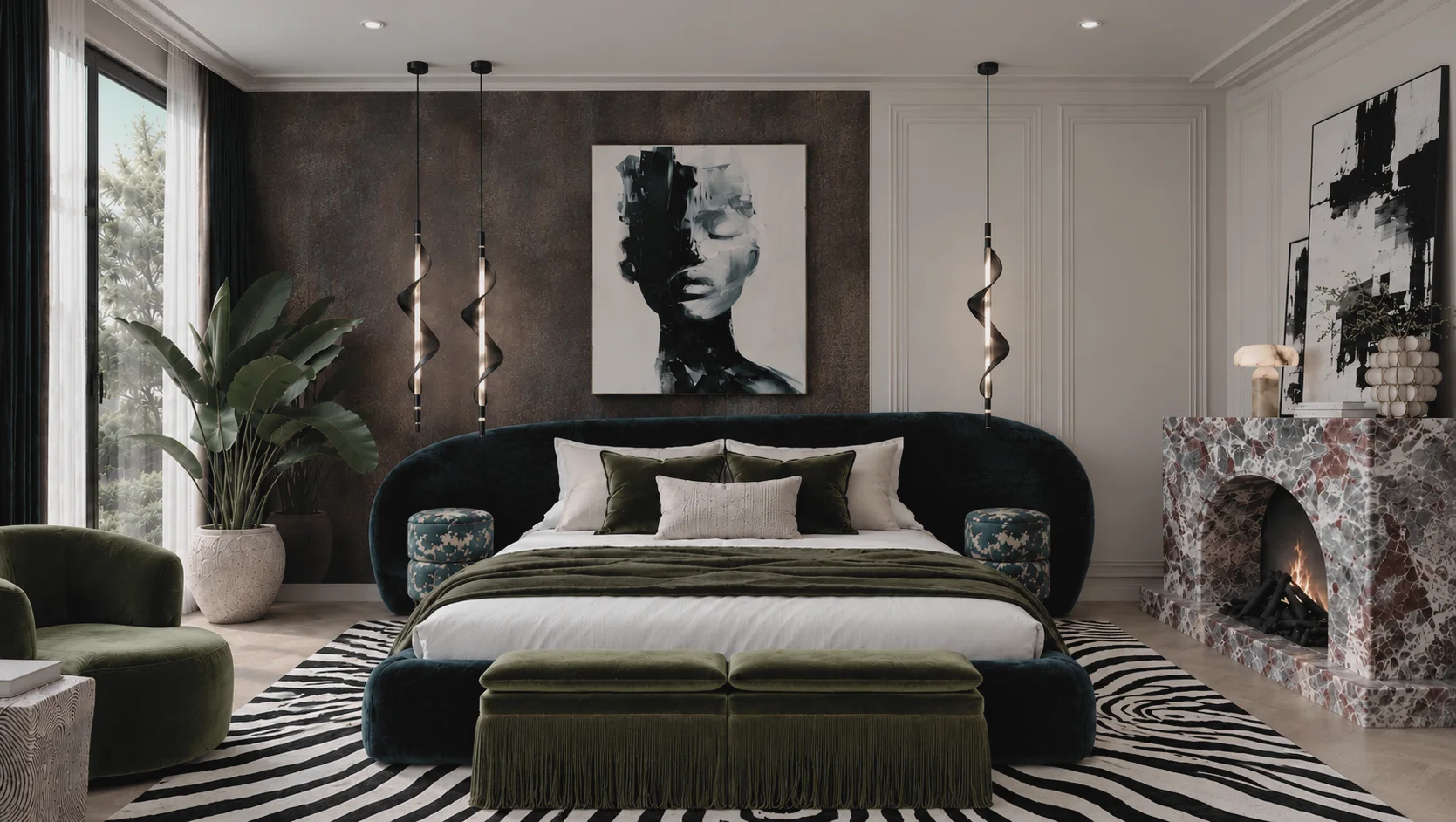 Visualisierung Schlafzimmer mit Kamin – Interior Design Good Design Wien