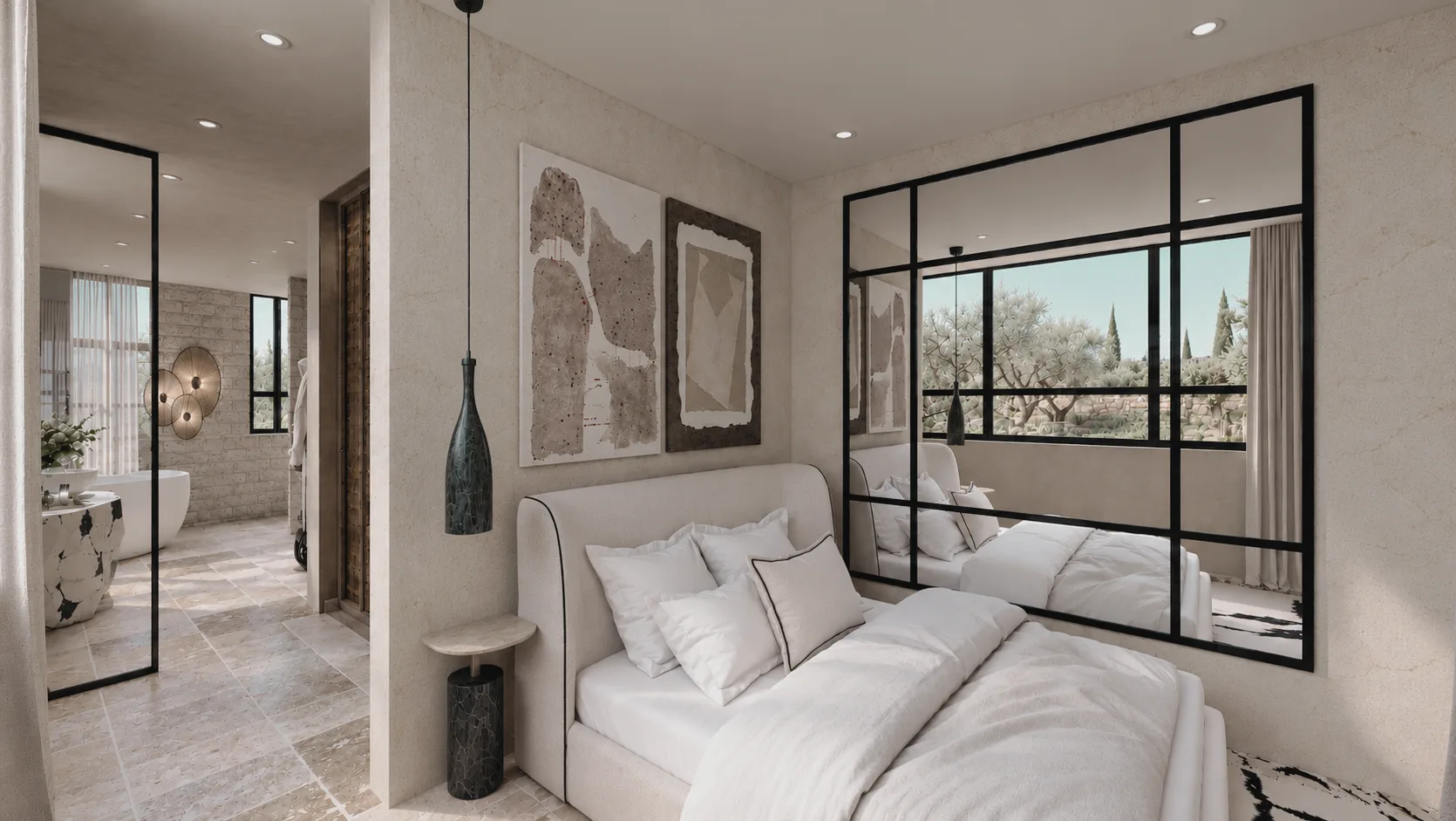 Visualisierung Schlafzimmer, Suite mit Bad – Good Design